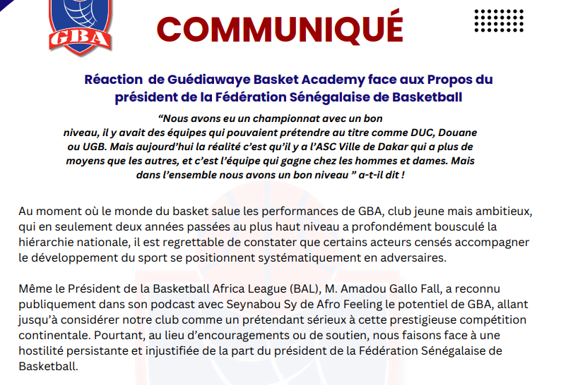 Différents clubs de Basket accablent la gestion de Me Babacar Ndiaye, président de la FSBB