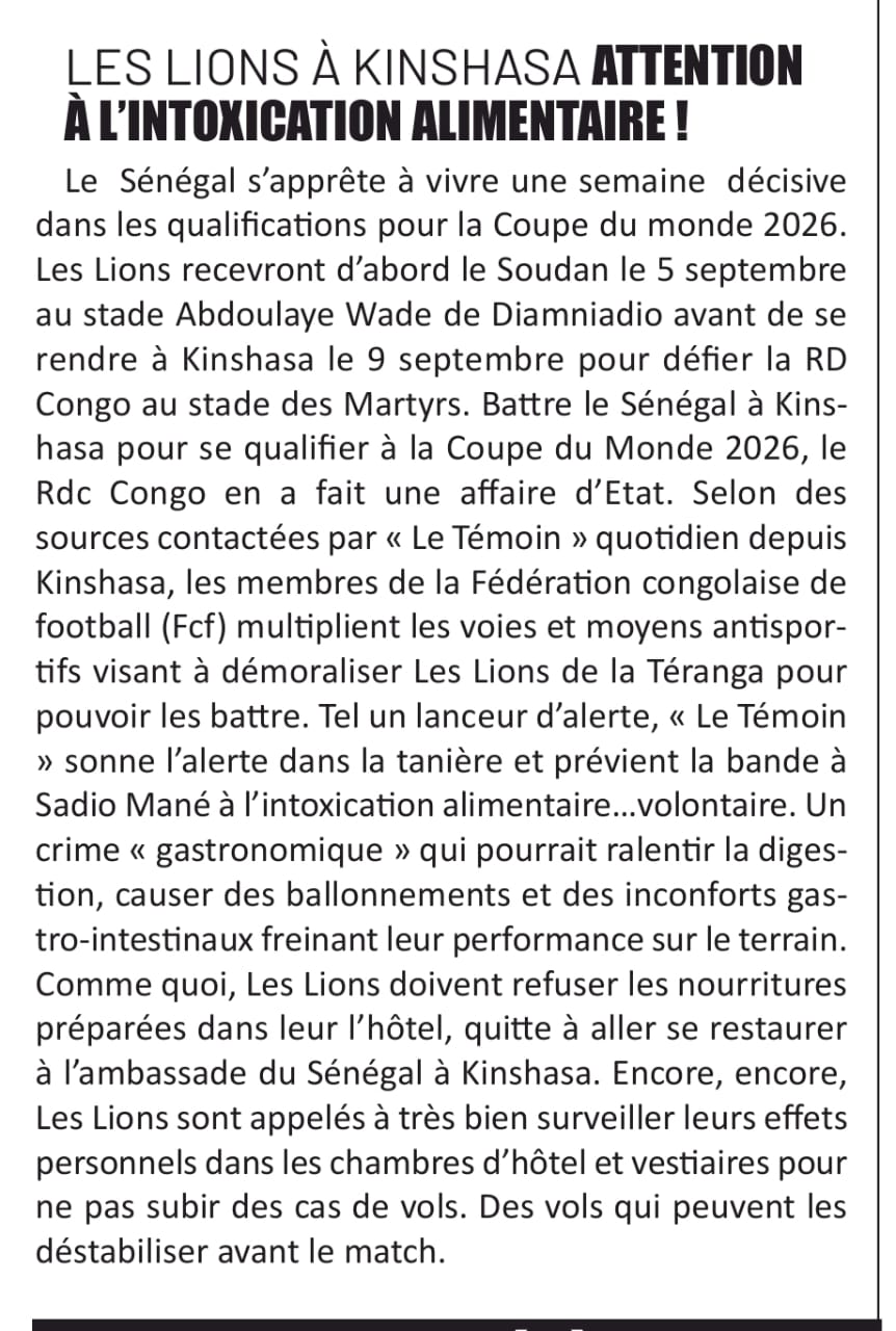 LES LIONS À KINSHASA ATTENTION À L'INTOXICATION ALIMENTAIRE!