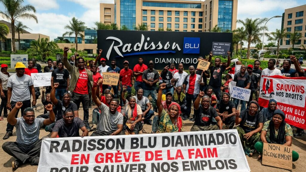 Conflit social : les travailleurs du Radisson Blu de Diamniadio protestent contre un plan de licenciement massif