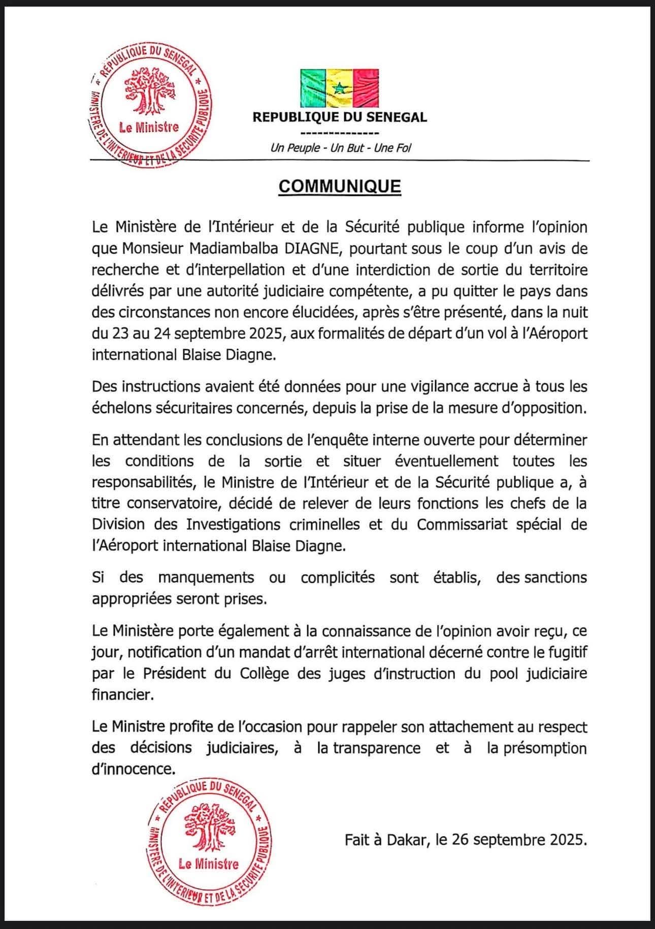 Exclusivité/ Affaire Madiambal Diagne : les chefs de la DIC et du commissariat spécial de l'AIBD relevés de leurs fonctions