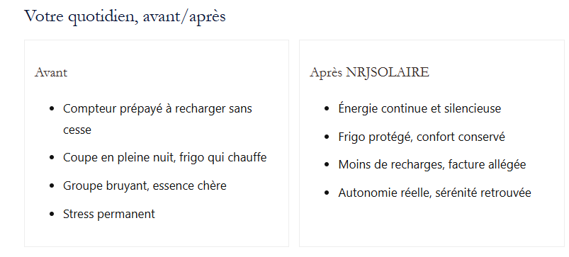 Marre des coupures et du prépayé qui se vide trop vite ? Passez aux kits solaires hybrides NRJSOLAIRE