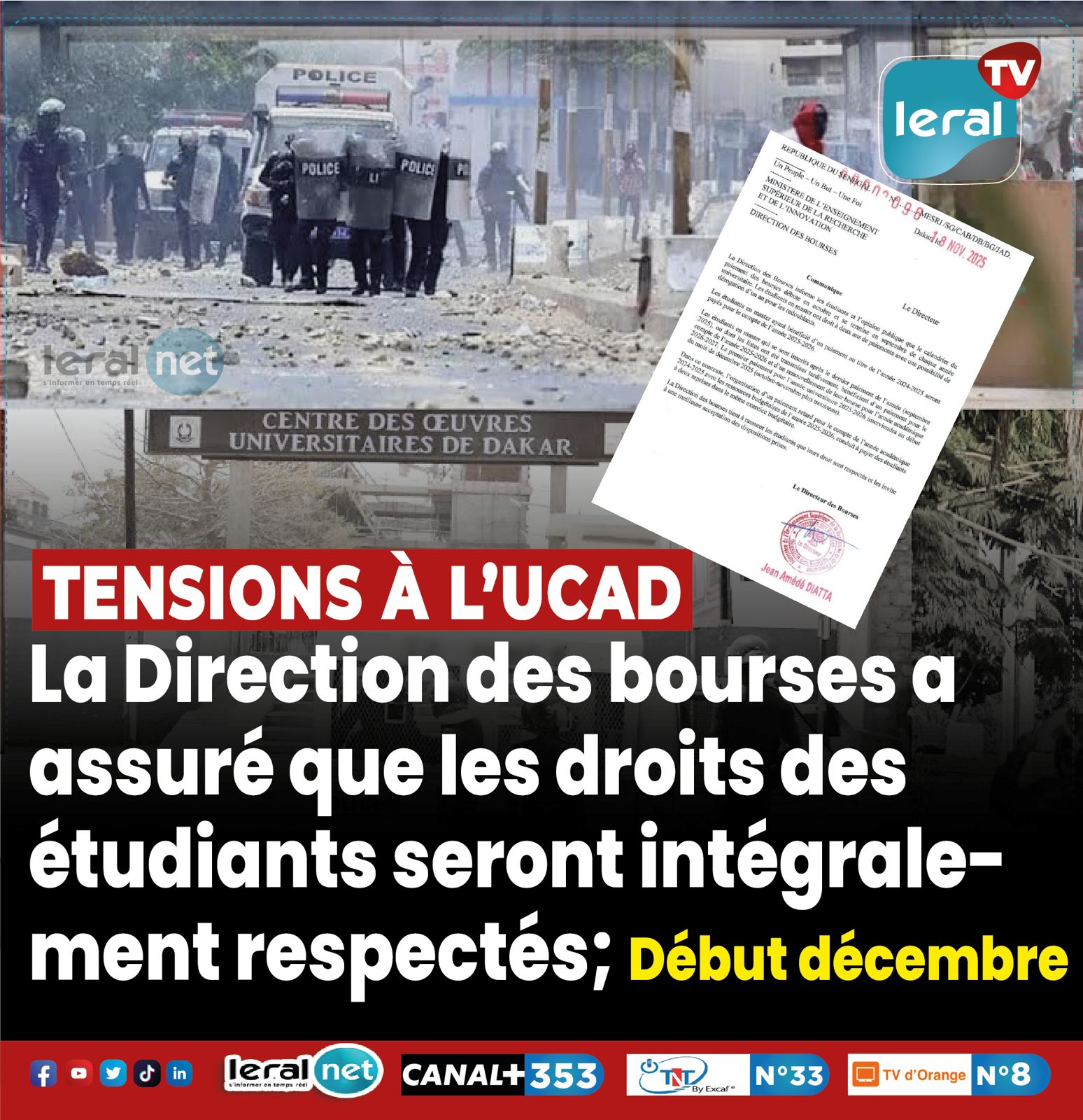 Bourses étudiantes : La Direction rassure !