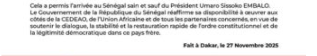 Après le coup d'Etat en Guinée-Bissau : Le rôle du Président Bassirou Diomaye Faye, sur l’exfiltration d’Embaló