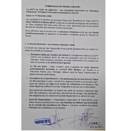 Le Sutt en crise de légitimité : Les candidats dénoncent un « simulacre d’élections » et exigent l’annulation immédiate du scrutin