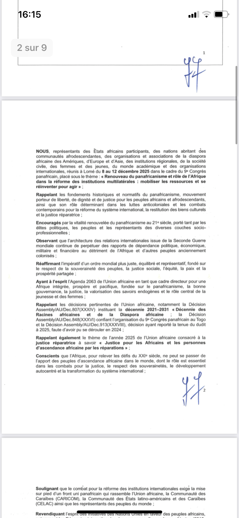 Déclaration finale du 9ᵉ Congrès panafricain : L’urgence d’un panafricanisme renouvelé