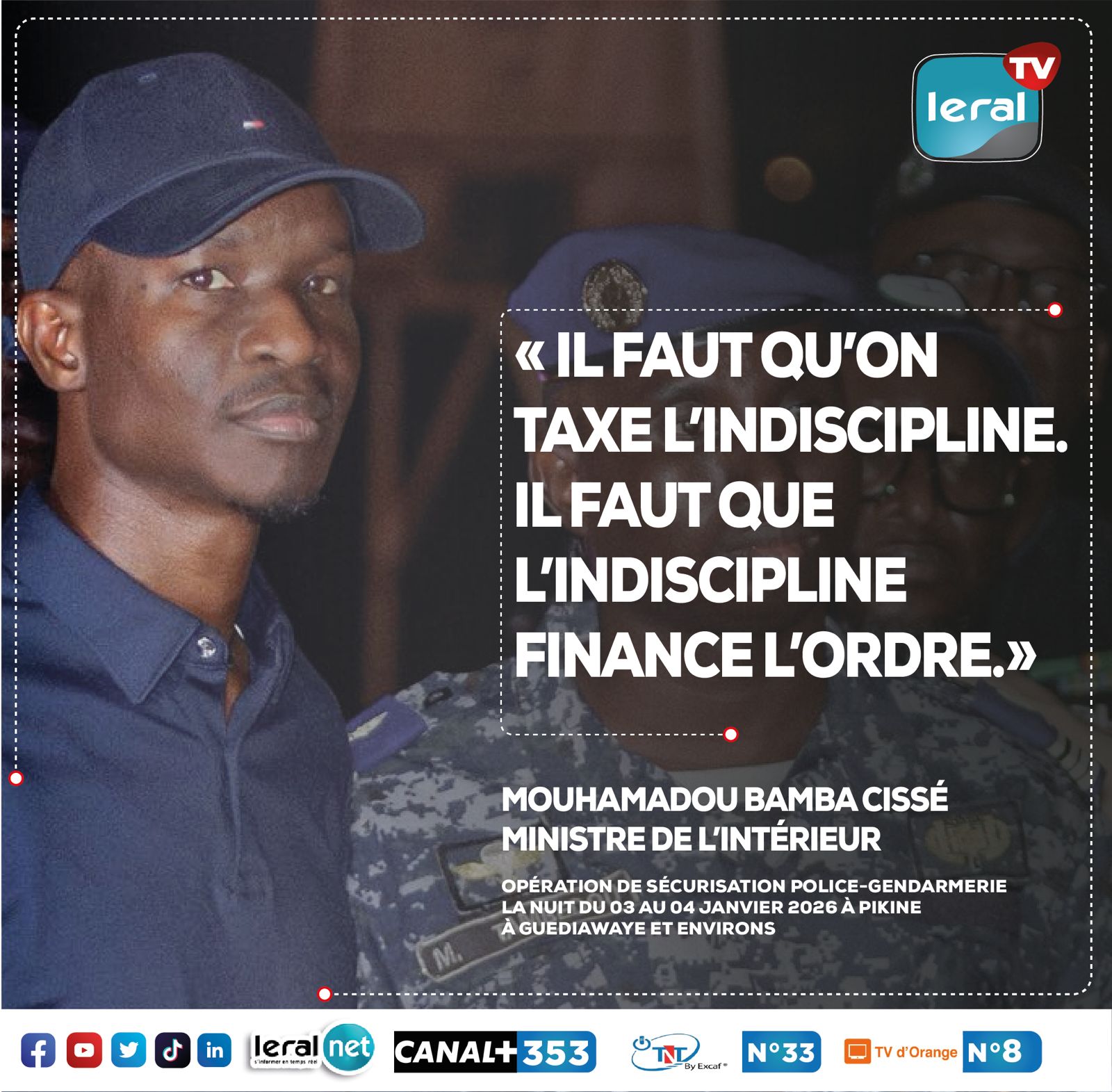 Sécurité urbaine / Bamba Cissé, ministre de l’Intérieur : « Il faut qu’on taxe l’indiscipline et que l’indiscipline finance l’ordre »