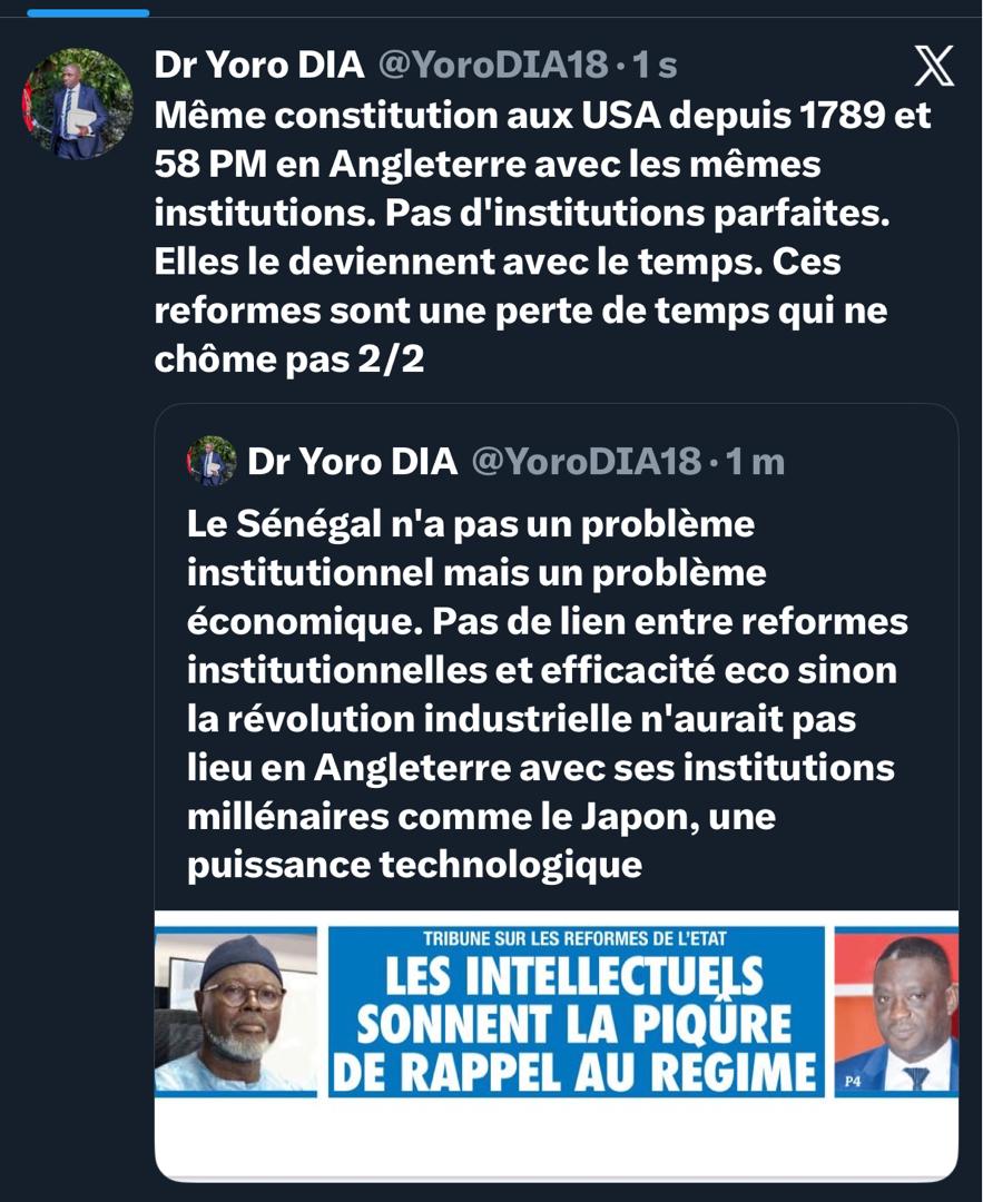 Dr. Yoro Dia, ancien Ministre : “ Les réformes sont une perte de temps…”