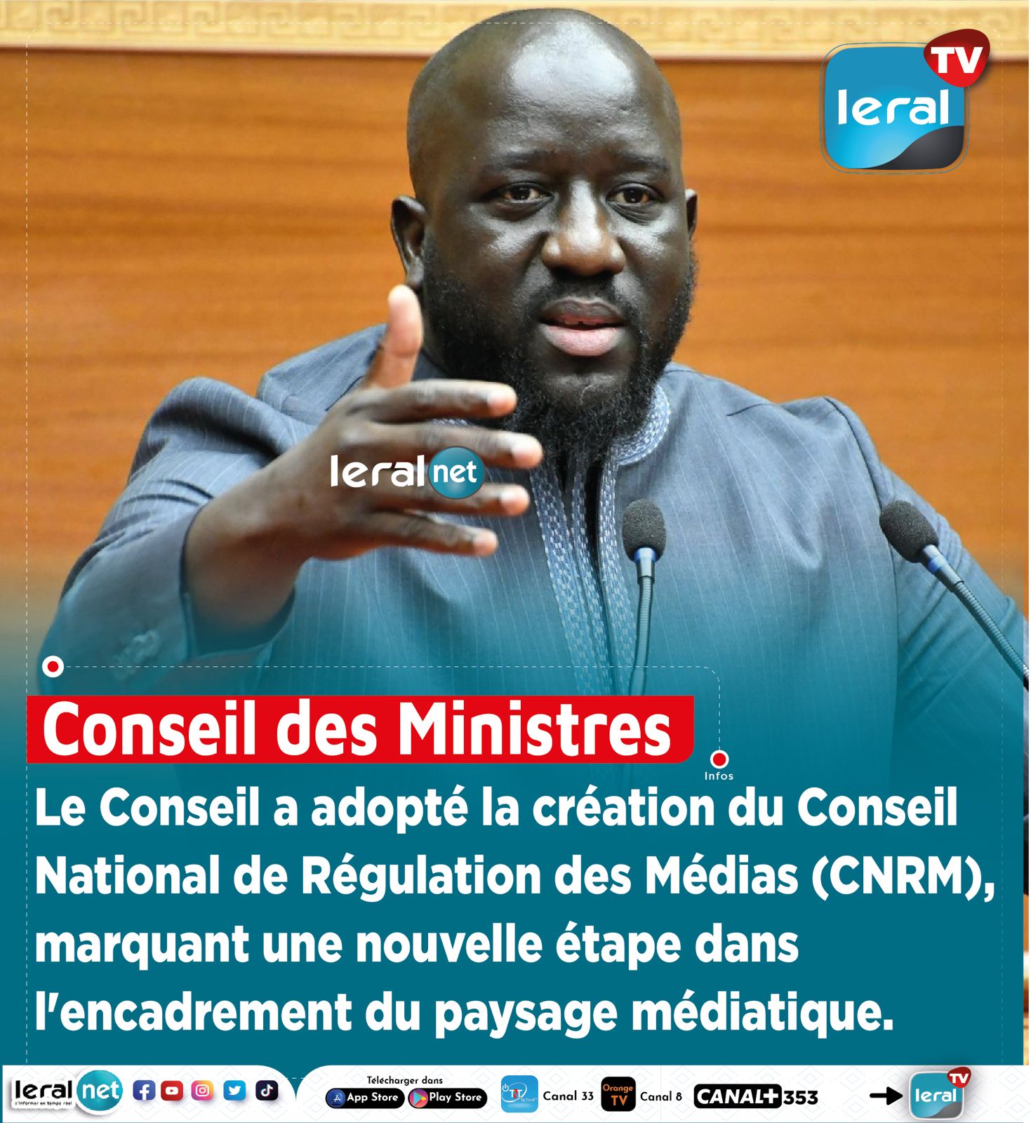 Encadrement du paysage médiatique : Le Conseil a adopté la création du Conseil National de Régulation des Médias