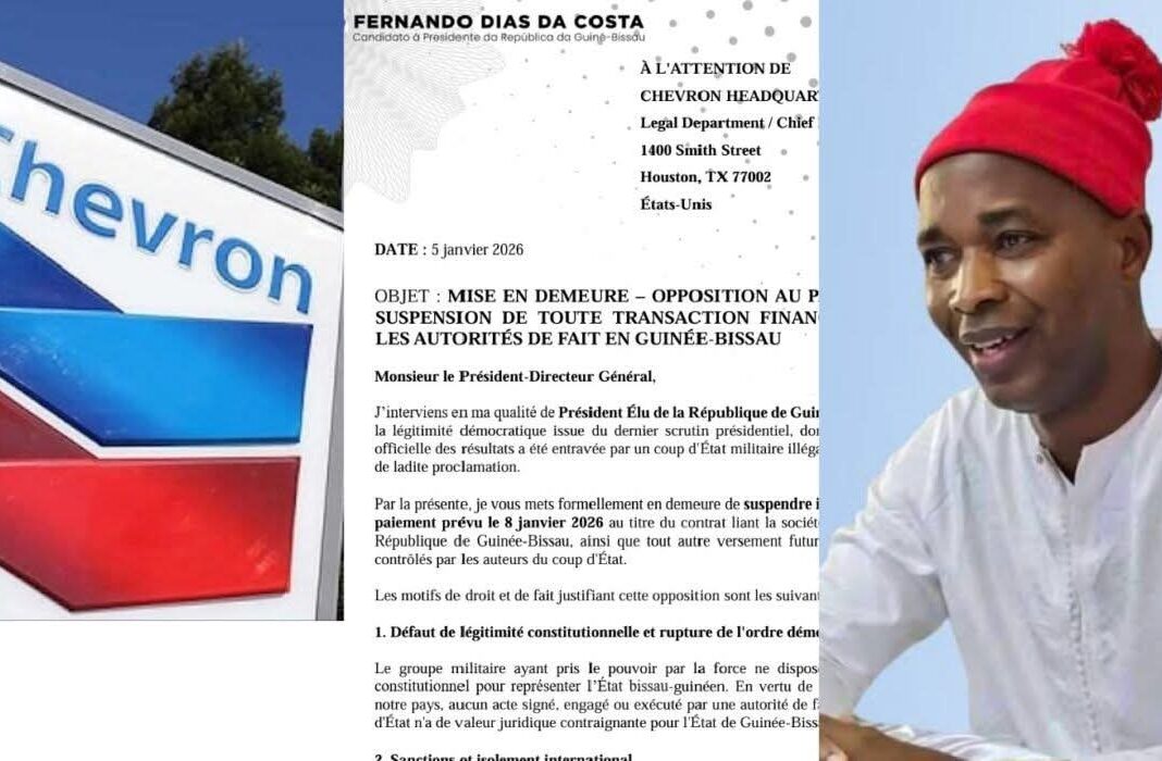 Guinée-Bissau : Fernando Dias Da Costa met en garde Chevron et exige la suspension de tout paiement au régime issu du putsch