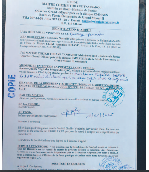 Non respect d’une décision de justice et de sa formule exécutoire par QVS: Le juge engage la responsabilité de l’État