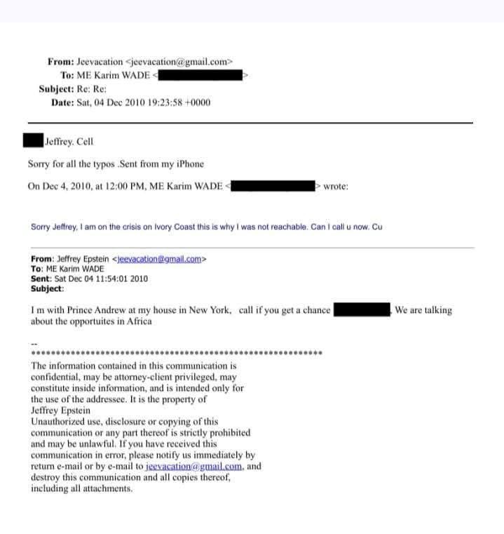 Nouvelles révélations autour d’Epstein : Le nom de Karim Wade refait surface