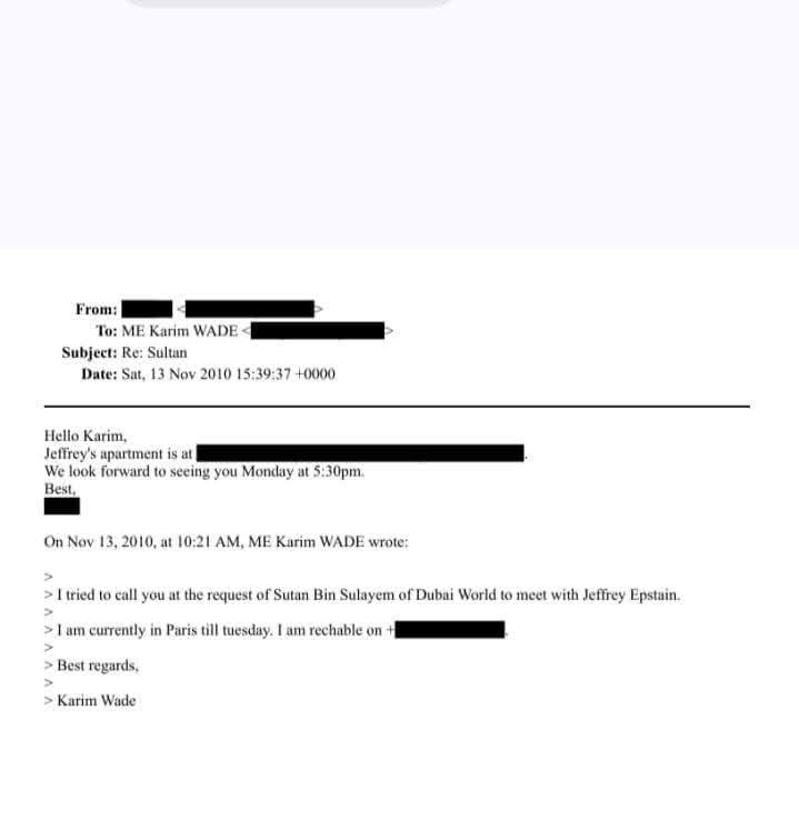 Nouvelles révélations autour d’Epstein : Le nom de Karim Wade refait surface