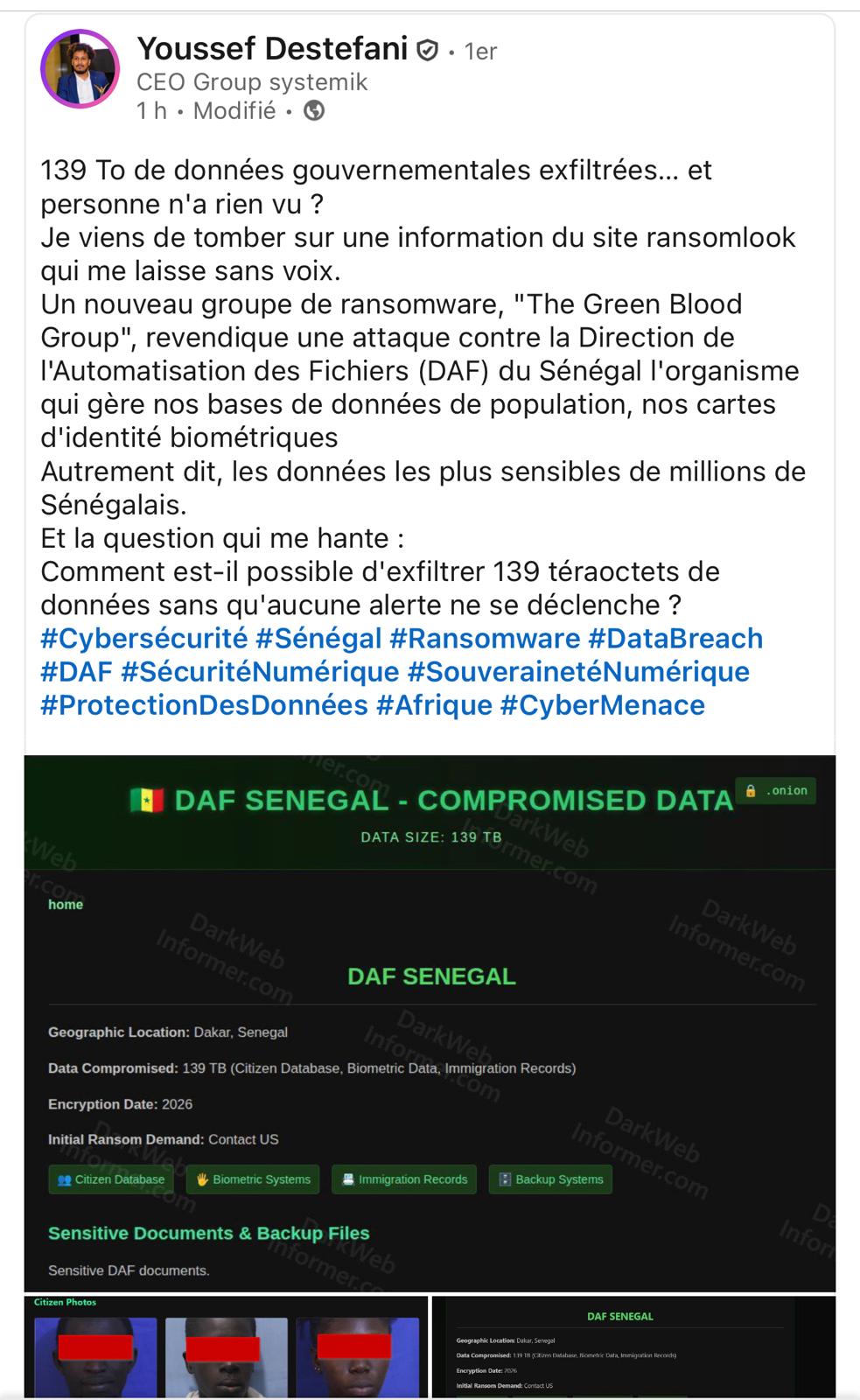 Cyberattaque à la DAF : Un risque de perte de données personnelles de Sénégalais