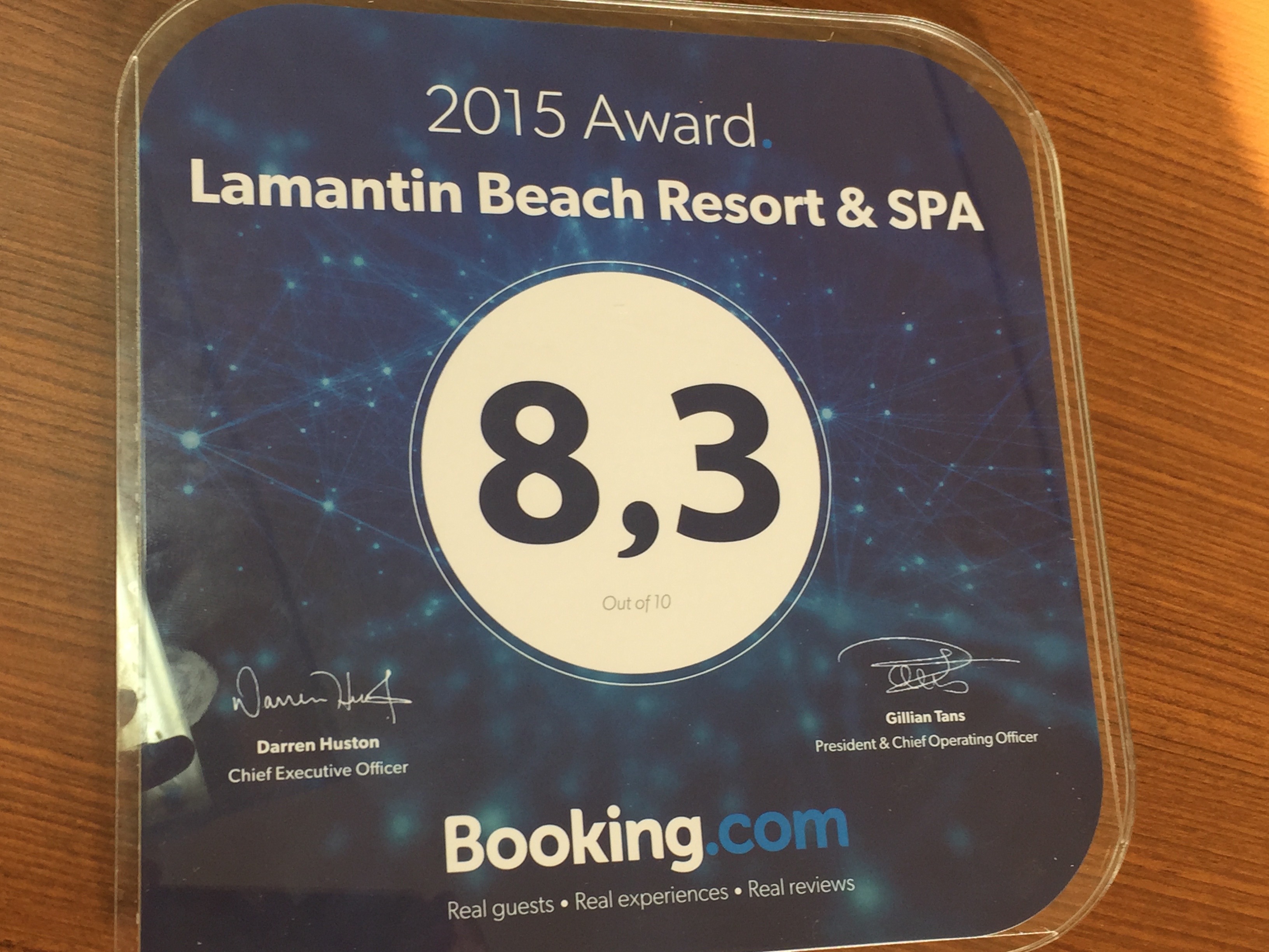 Le Lamantin Beach Resort and Spa de Saly obtient pour la deuxième année consécutive le Prix "Guest Review Award" par Booking.com.