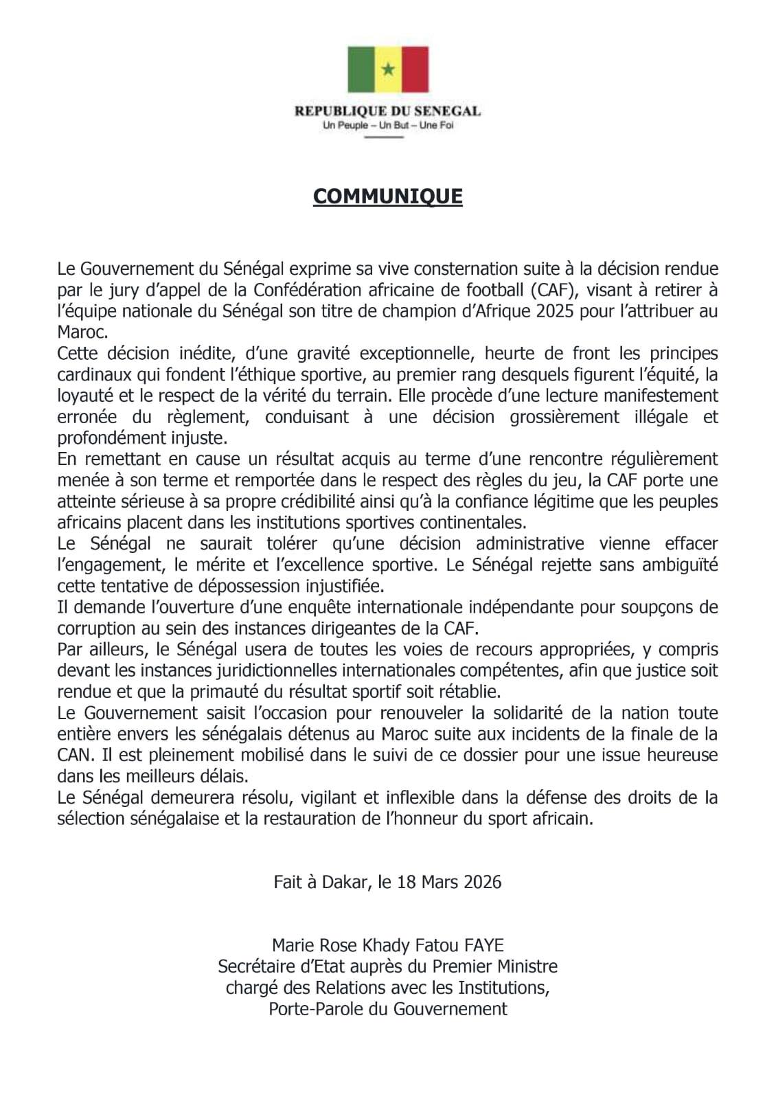 Titre retiré au Sénégal: Dakar réclame une enquête internationale pour soupçons de corruption