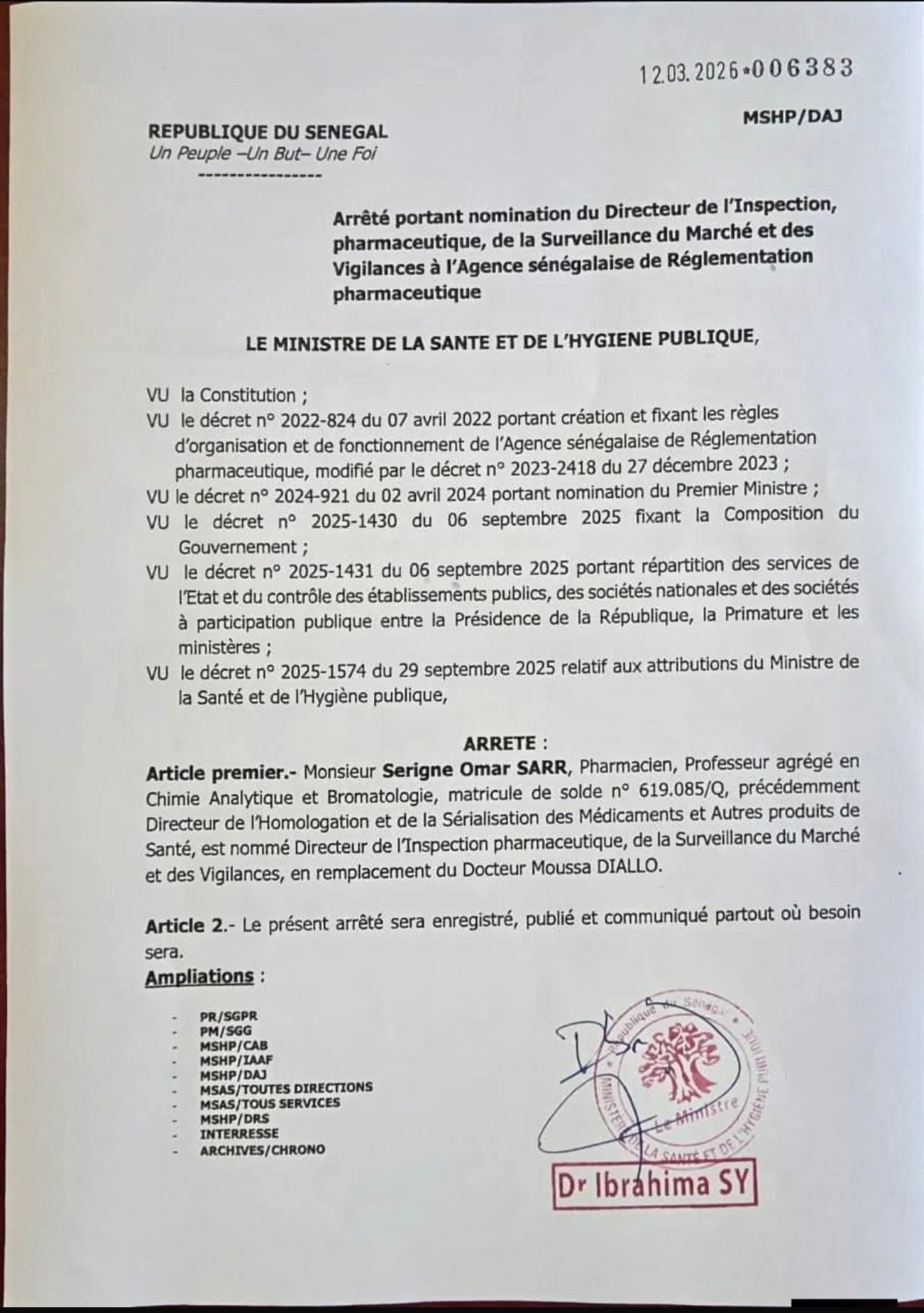 Affaire Softcare : Dr. Moussa Diallo relevé de ses fonctions à l’Inspection pharmaceutique