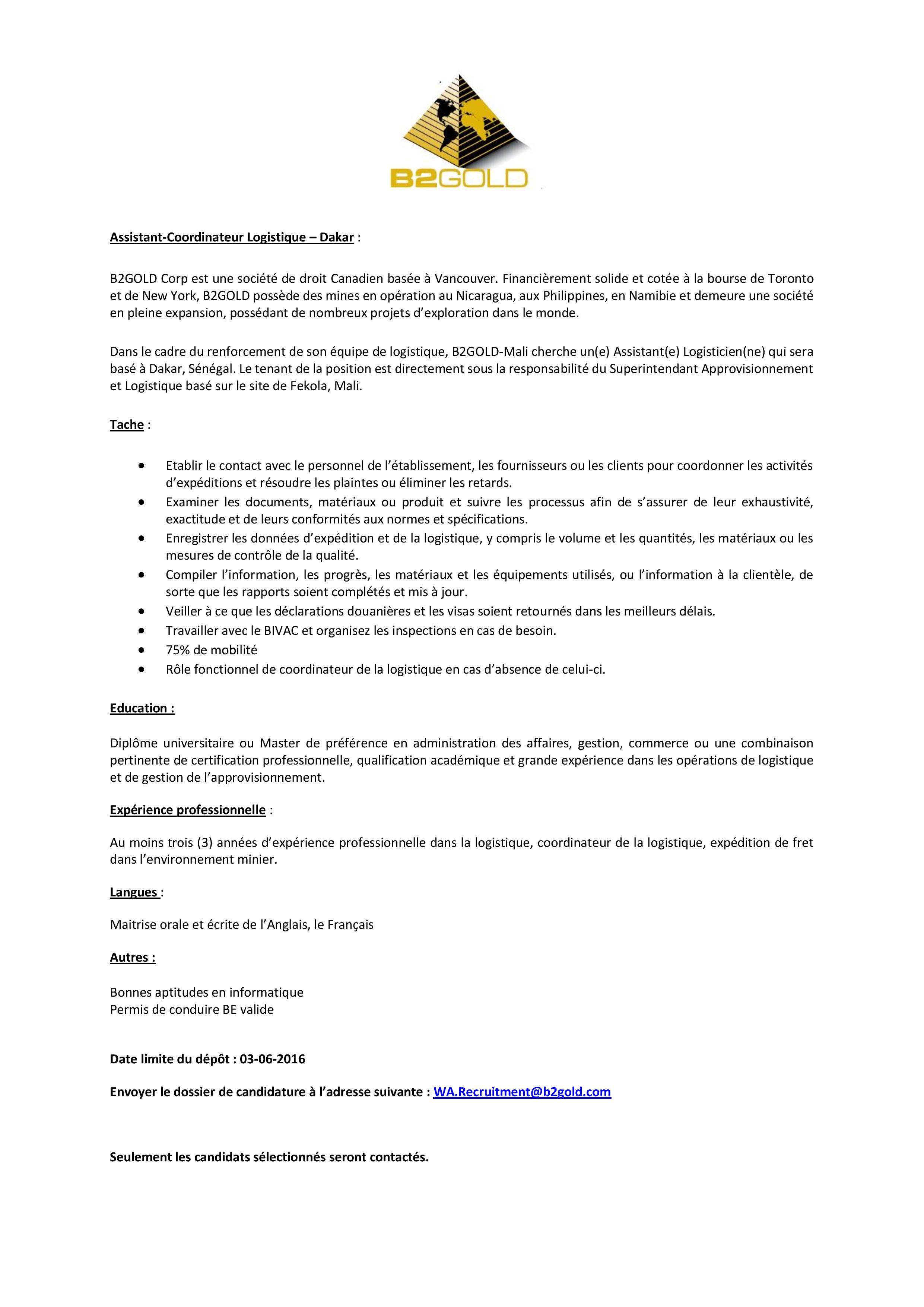 B2Gold Recrute 
