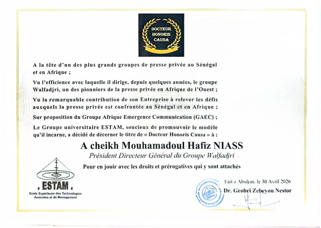 Me Cheikh Niass élevé au rang de Docteur Honoris Causa