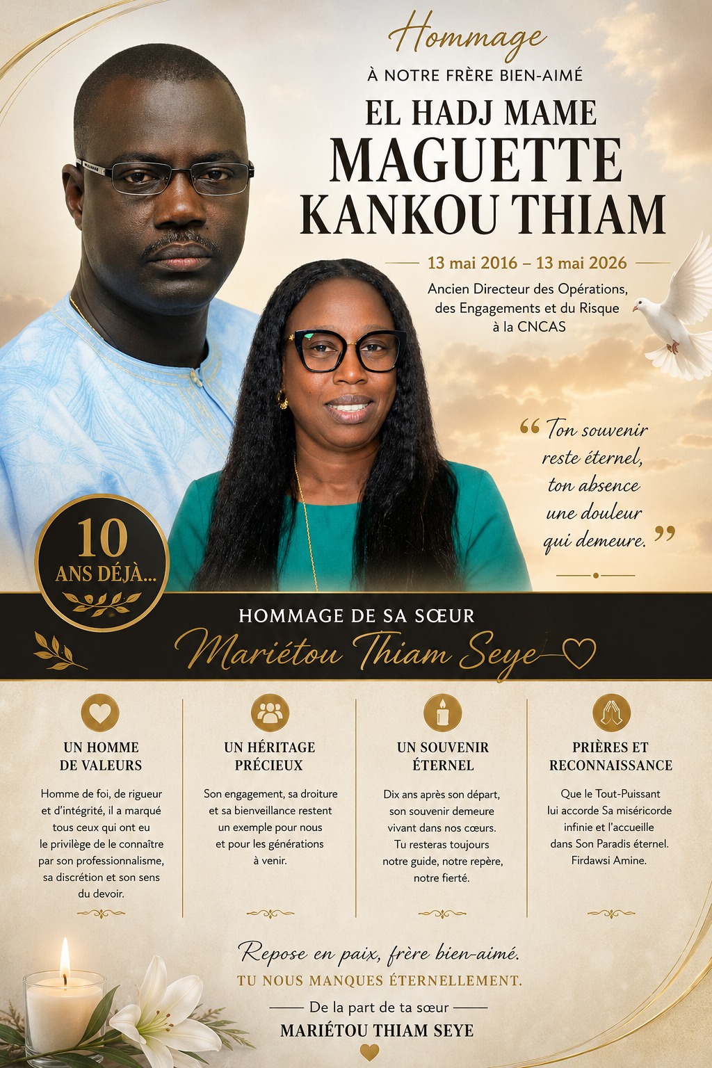 Dix ans déjà : hommage à El Hadj Mame Maguette Kankou Thiam ( Mariètou Thiam Seye )