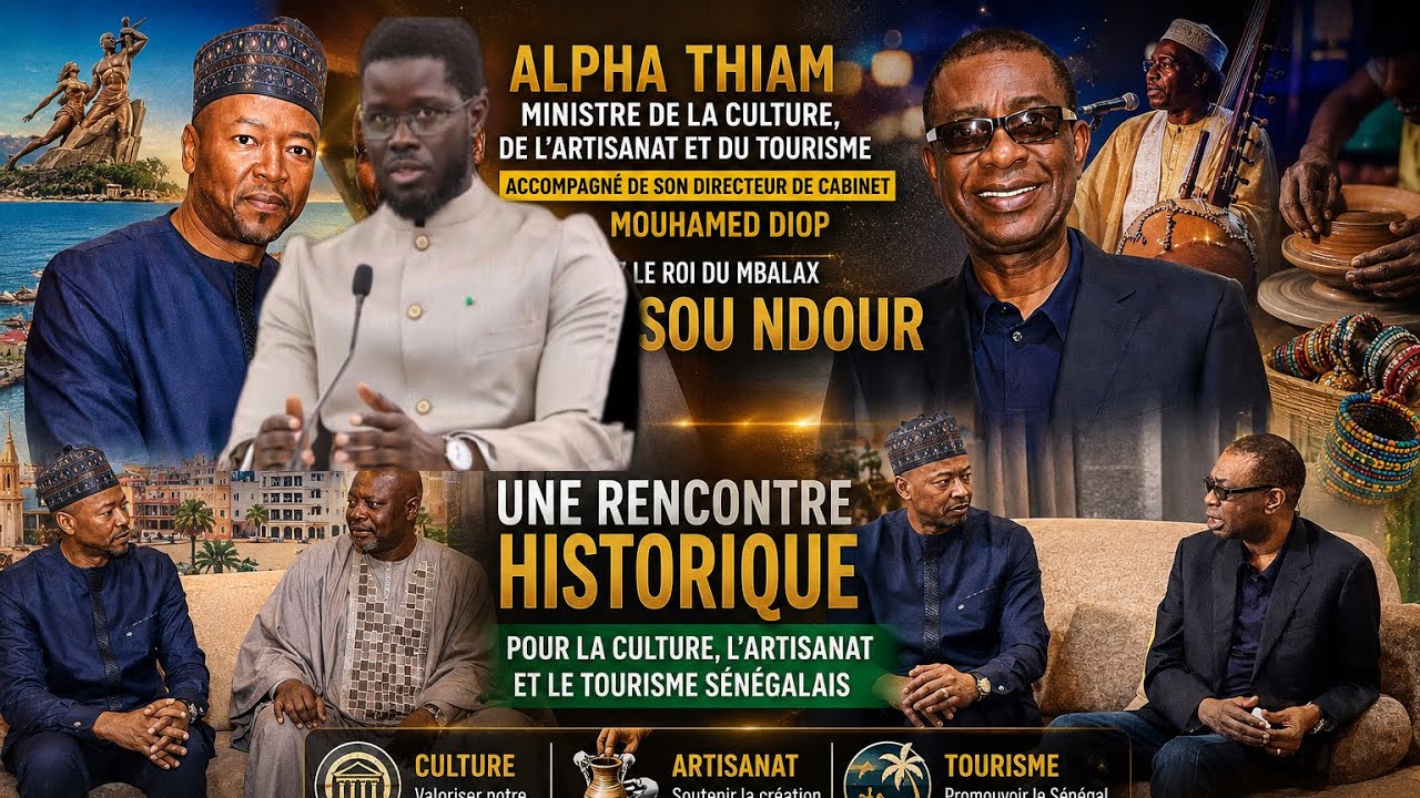 Chez Youssou Ndour, visite du Ministre de la culture de l'artisanat et du tourisme Mr Alpha THIAM (Vidéo)