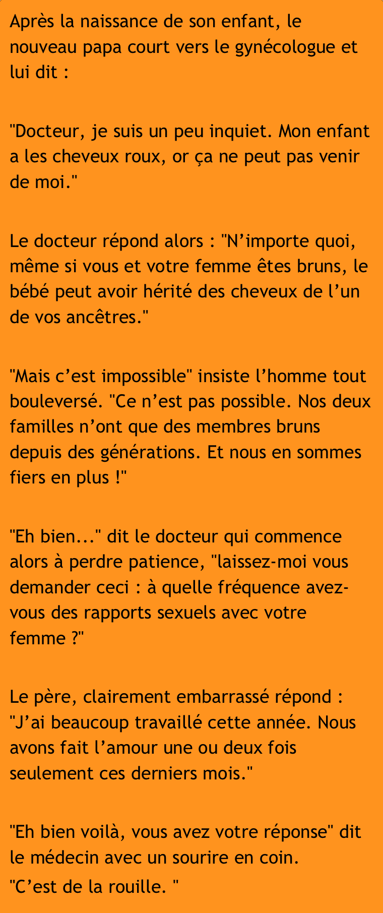 Un homme brun a un bébé roux