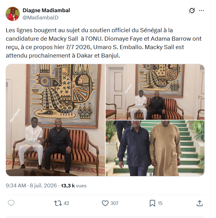 Présidence de l’ONU : Madiambal Diagne annonce un possible soutien du Sénégal à la candidature de Macky Sall