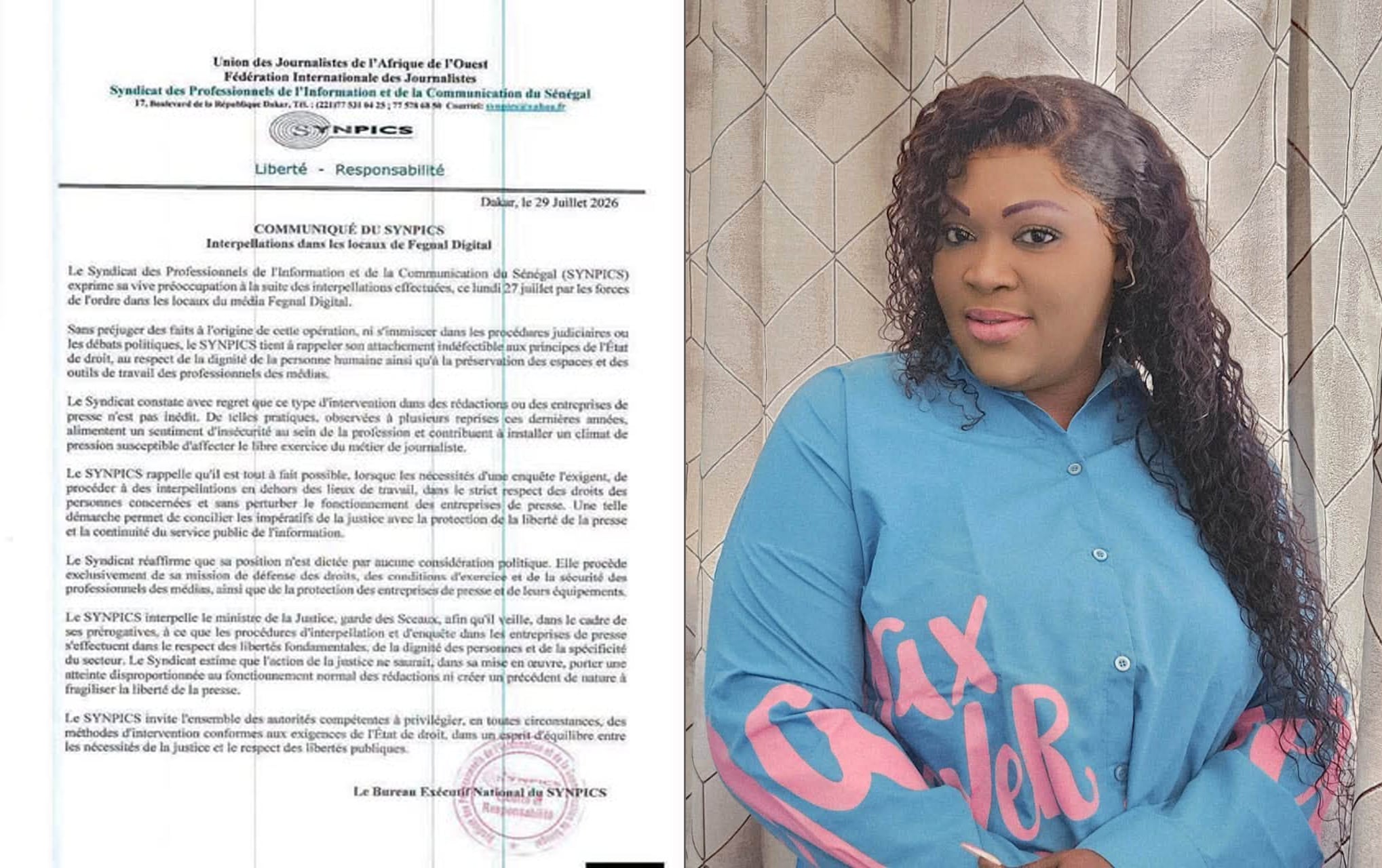 Médias : Ndèye Fatou Ndiaye critique le SYNPICS après son soutien à Fegnal Digital