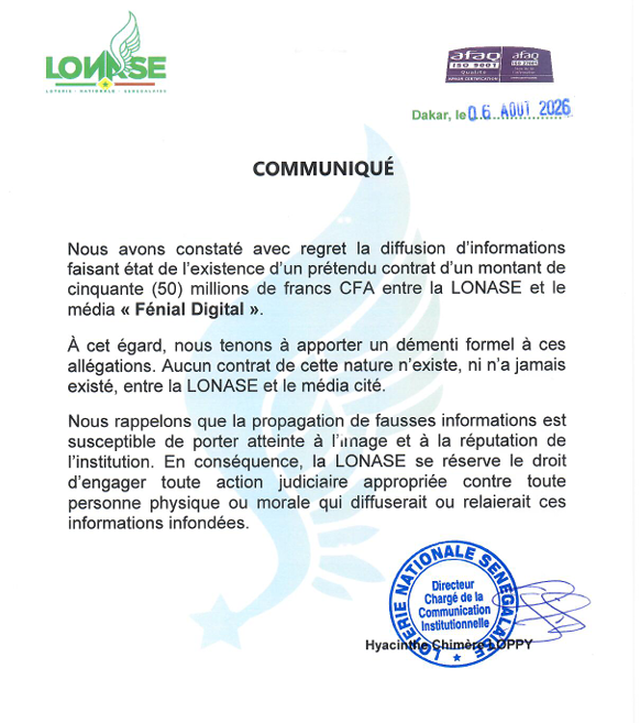 Affaire du supposé contrat de 50 millions FCFA : la Lonase dément et rétablit les faits