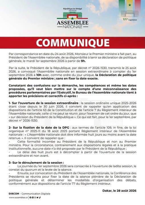 DPG : l’Assemblée nationale recadre l’Exécutif sur la procédure