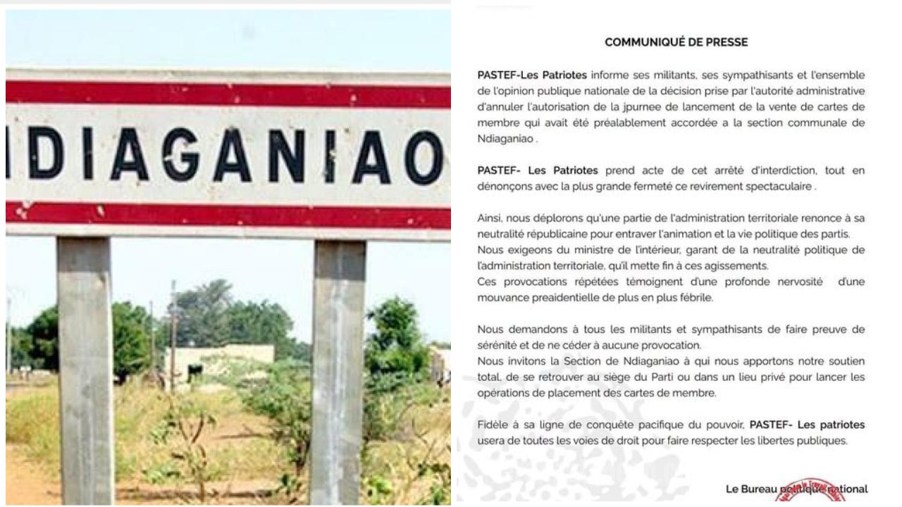 Ndiaganiao : Pastef réagit à l’interdiction de sa cérémonie de vente de cartes