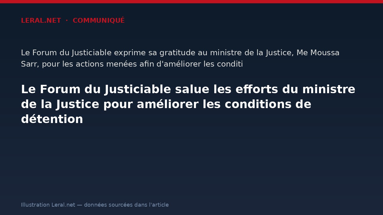Le Forum du Justiciable salue les efforts du ministre de la Justice pour améliorer les conditions de détention