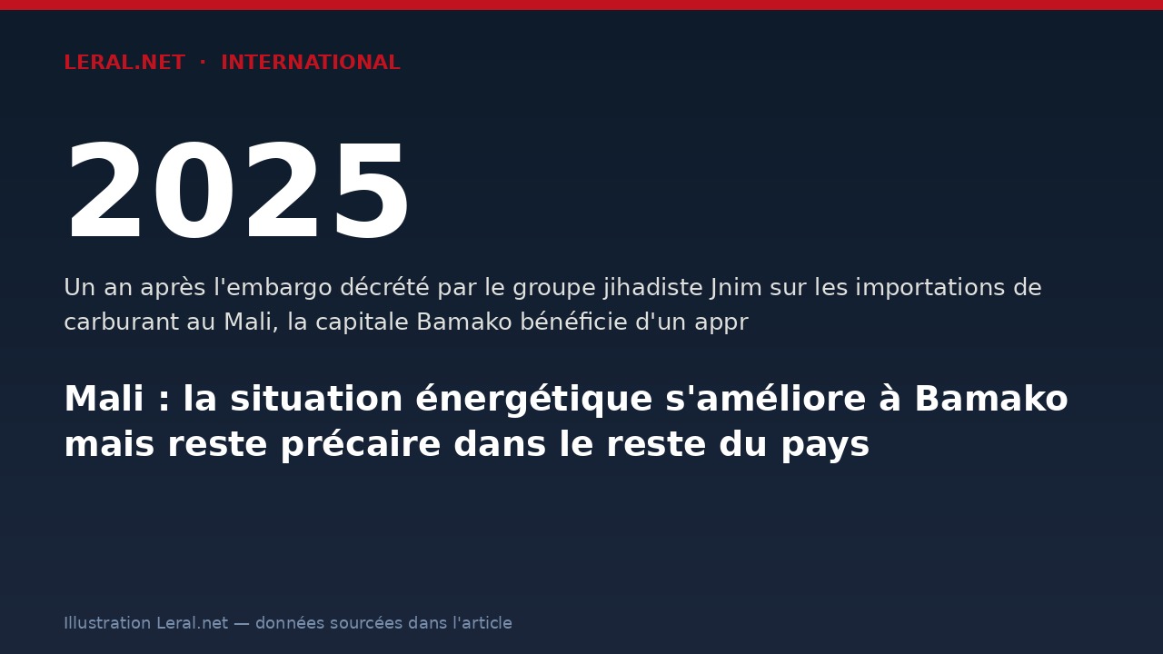 Mali : la situation énergétique s'améliore à Bamako mais reste précaire dans le reste du pays