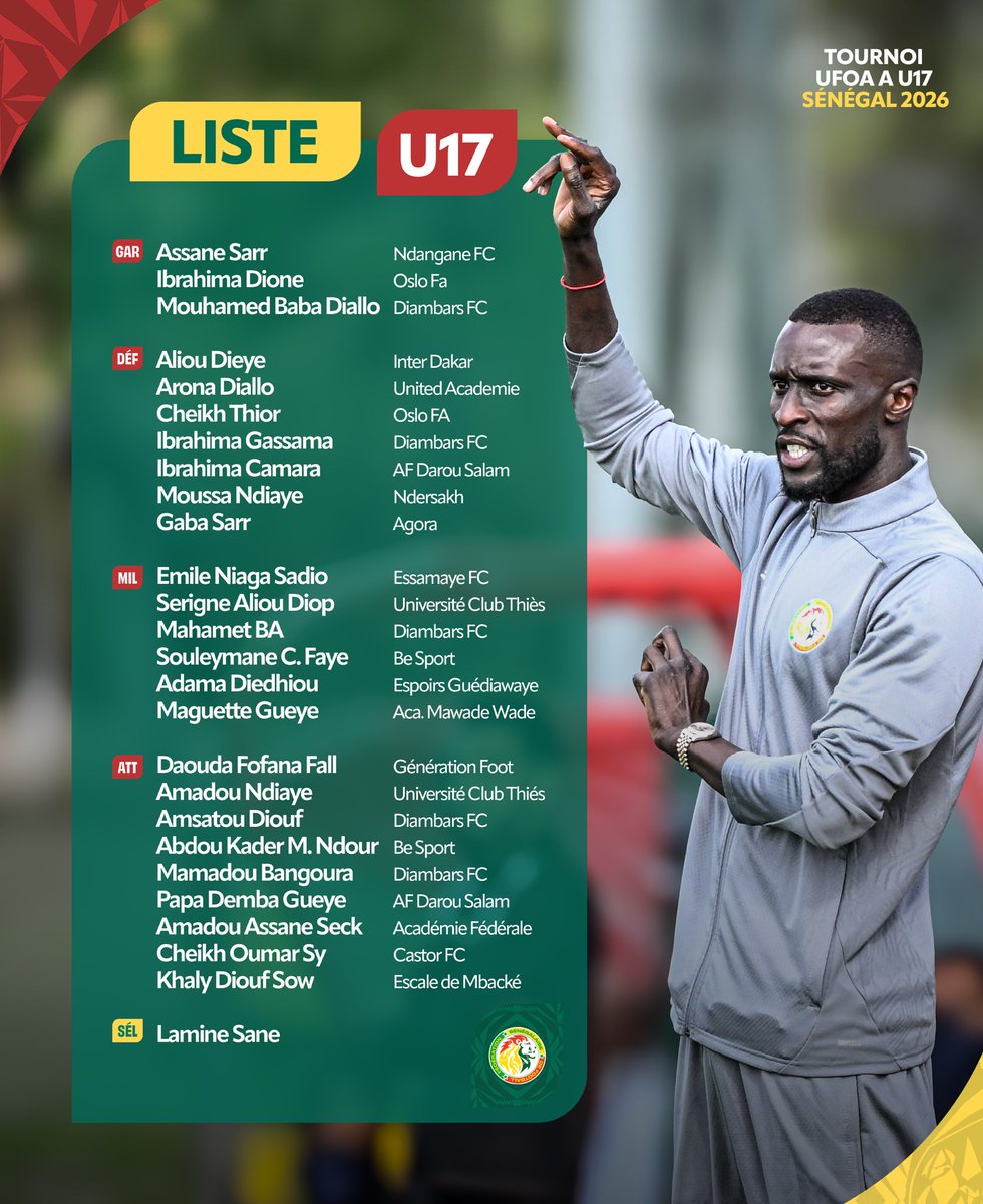 UFOA-A U17 2026 : Lamine Sané reconduit une large partie des champions d’Afrique