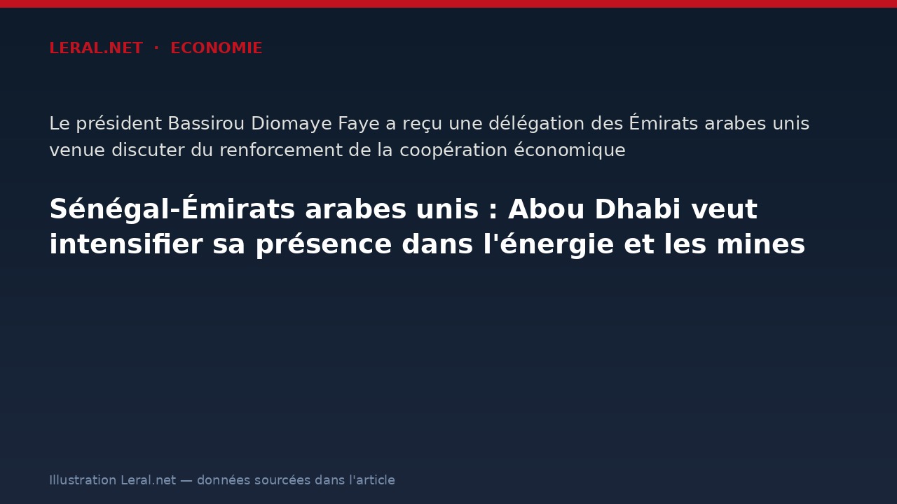 Sénégal-Émirats arabes unis : Abou Dhabi veut intensifier sa présence dans l'énergie et les mines