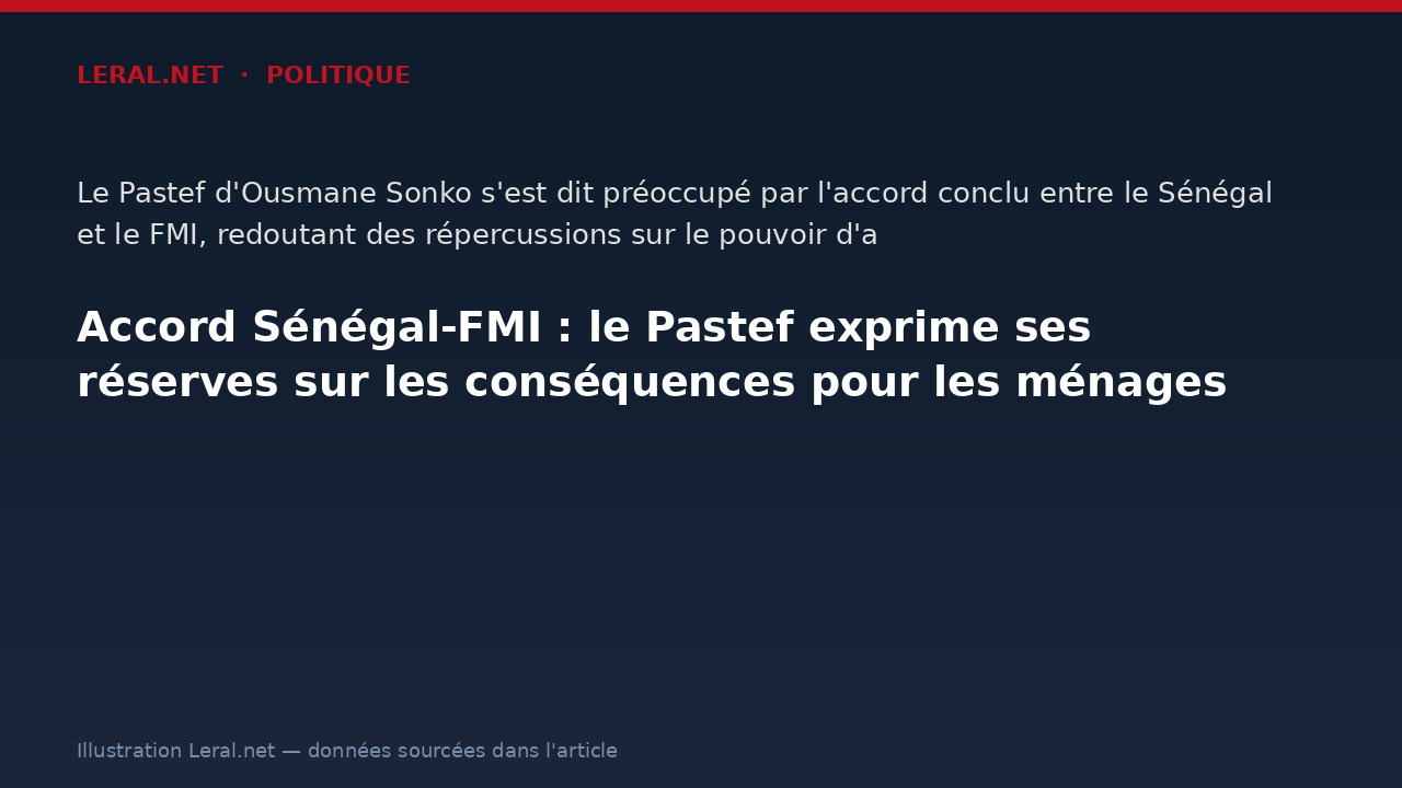 Accord Sénégal-FMI : le Pastef exprime ses réserves sur les conséquences pour les ménages