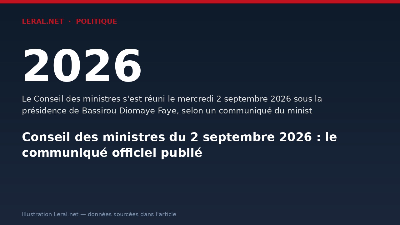 Conseil des ministres du 2 septembre 2026 : le communiqué officiel publié