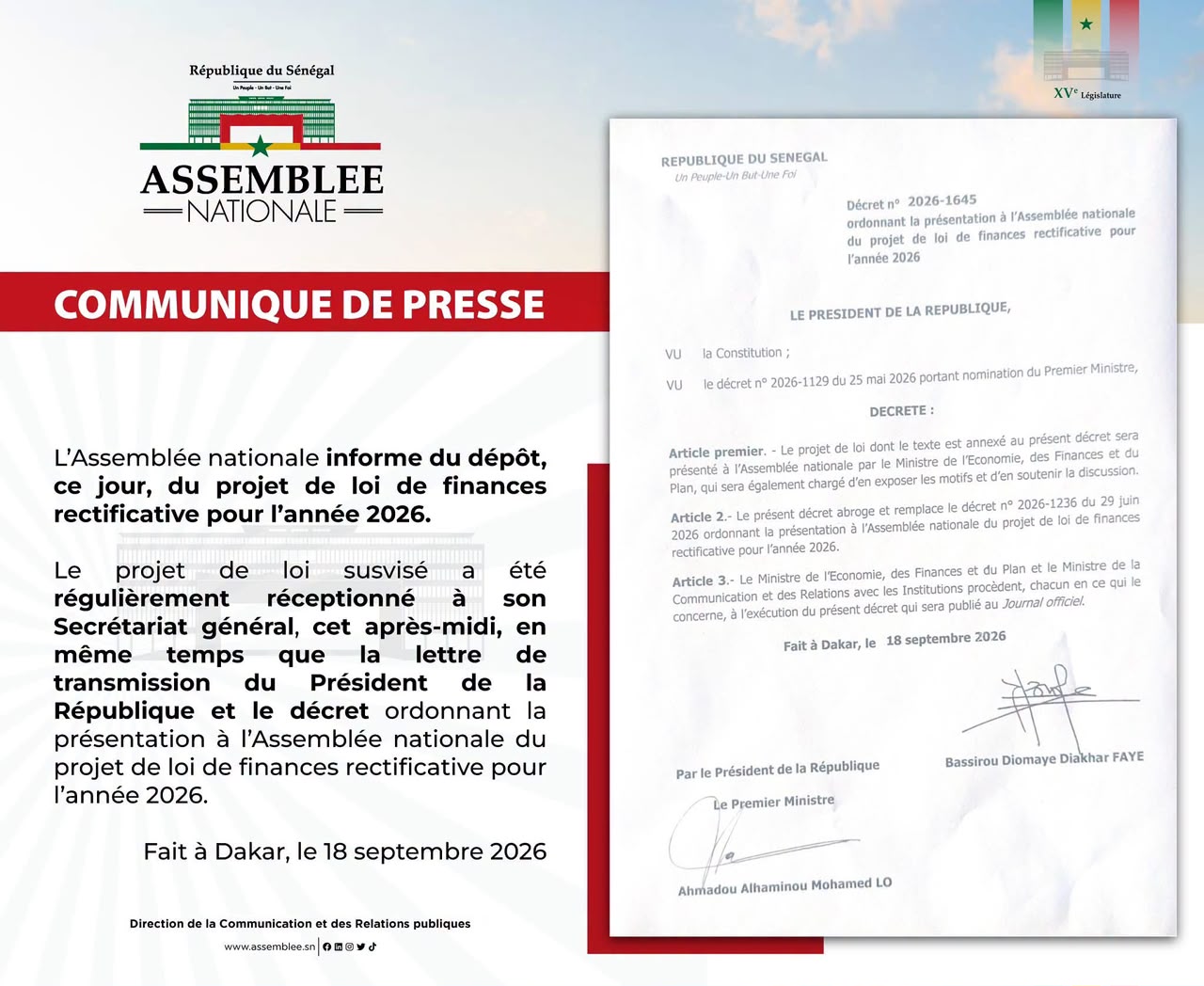 Finances 2026 : Le projet de loi de finances rectificative déposé à l'Assemblée nationale