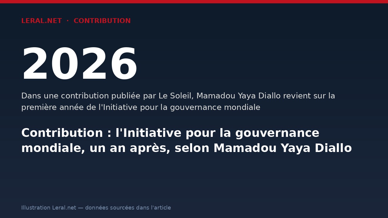 Contribution : l'Initiative pour la gouvernance mondiale, un an après, selon Mamadou Yaya Diallo