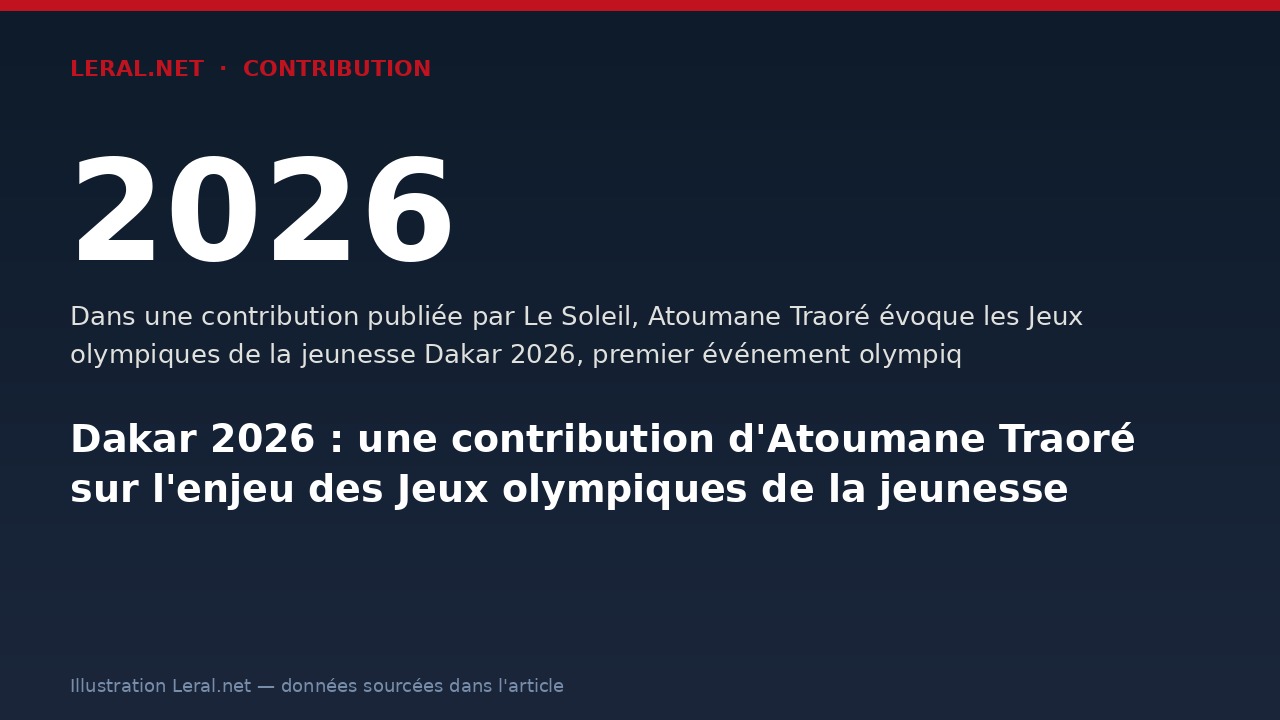 Dakar 2026 : une contribution d'Atoumane Traoré sur l'enjeu des Jeux olympiques de la jeunesse
