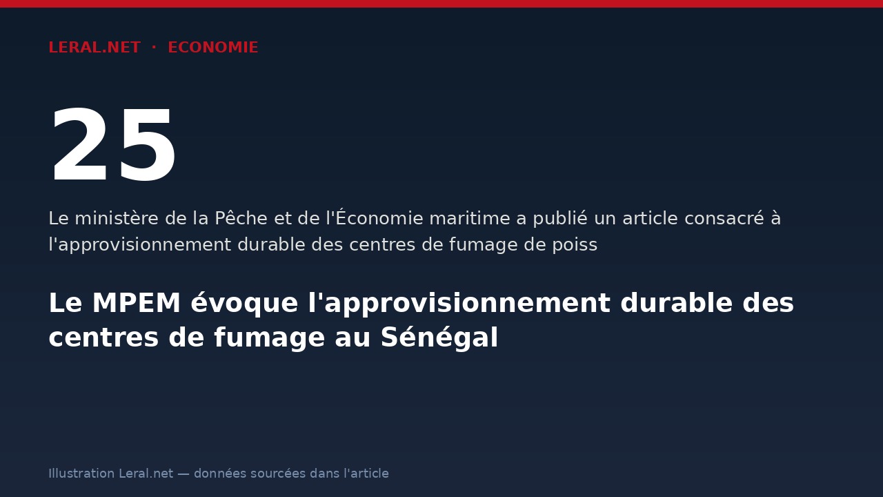 Le MPEM évoque l'approvisionnement durable des centres de fumage au Sénégal