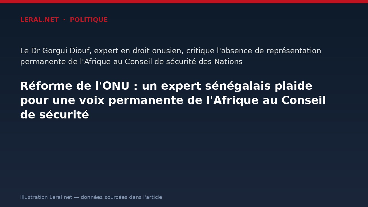 Réforme de l'ONU : un expert sénégalais plaide pour une voix permanente de l'Afrique au Conseil de sécurité