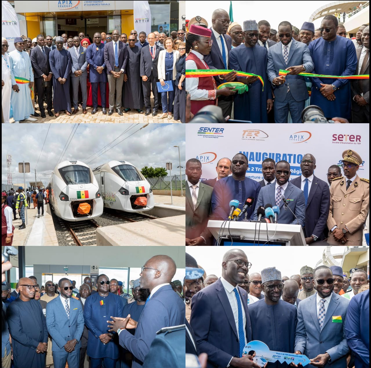Le TER à l’Aéroport International Blaise Diagne : le ministre des Transports Abdoul Ahad Ndiaye lance la mise en service commerciale de la nouvelle section et appelle les populations à s’en approprier.
