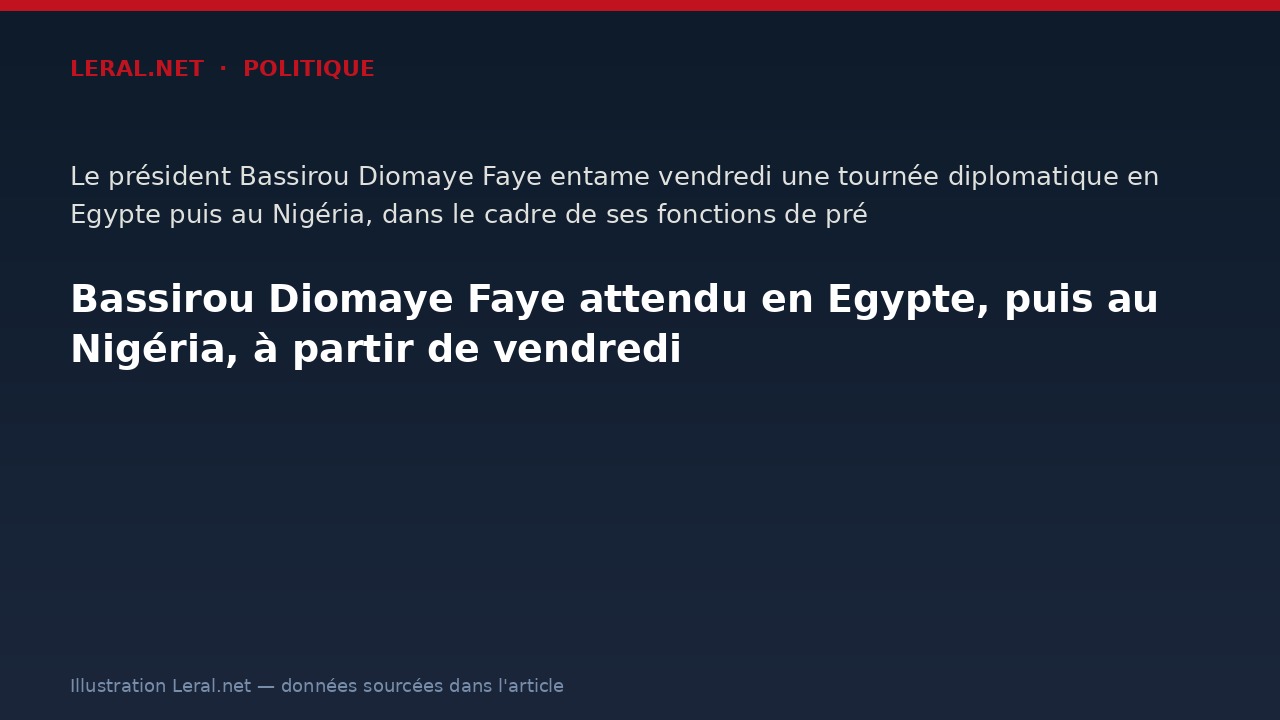 Bassirou Diomaye Faye attendu en Egypte, puis au Nigéria, à partir de vendredi