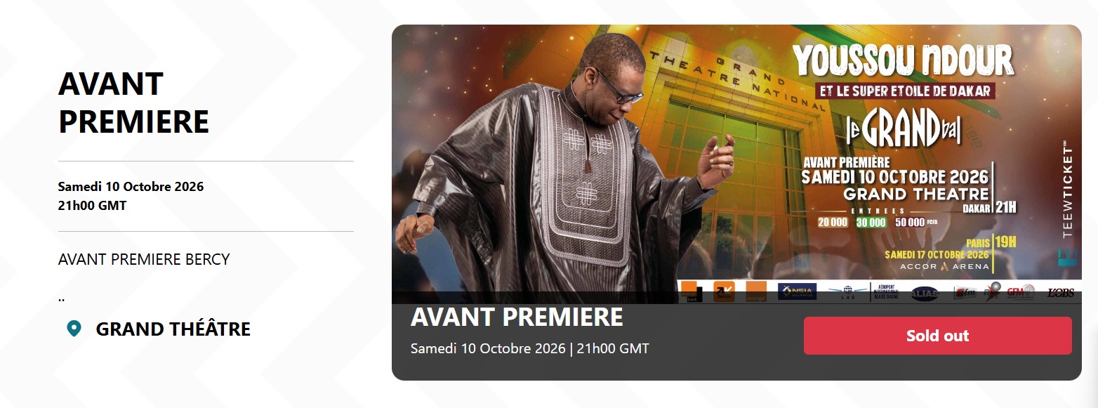 Youssou Ndour : le concert avant-première de Bercy affiche complet au Grand Théâtre