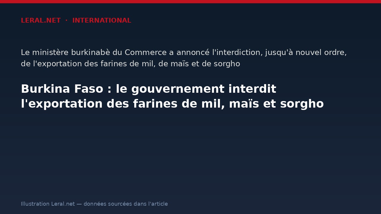 Burkina Faso : le gouvernement interdit l'exportation des farines de mil, maïs et sorgho