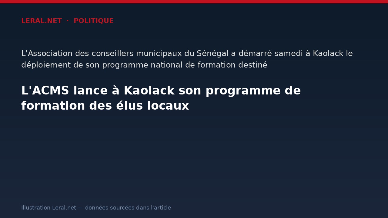 L'ACMS lance à Kaolack son programme de formation des élus locaux