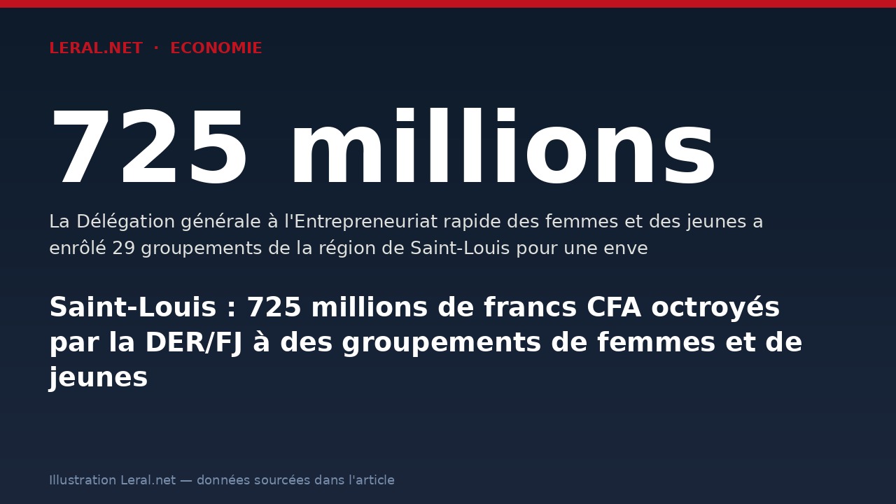 Saint-Louis : 725 millions de francs CFA octroyés par la DER/FJ à des groupements de femmes et de jeunes