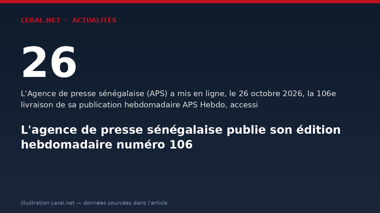 L'agence de presse sénégalaise publie son édition hebdomadaire numéro 106