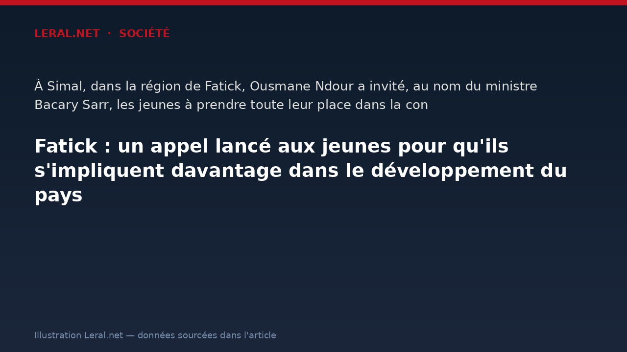 Fatick : un appel lancé aux jeunes pour qu'ils s'impliquent davantage dans le développement du pays