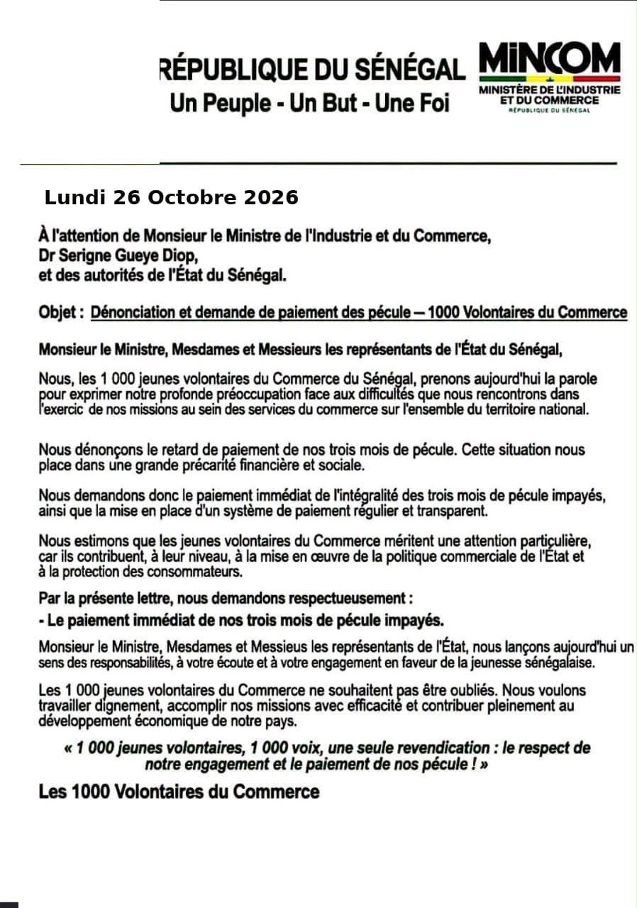 Retard de paiement des pécules : les 1 000 volontaires du Commerce interpellent l’État